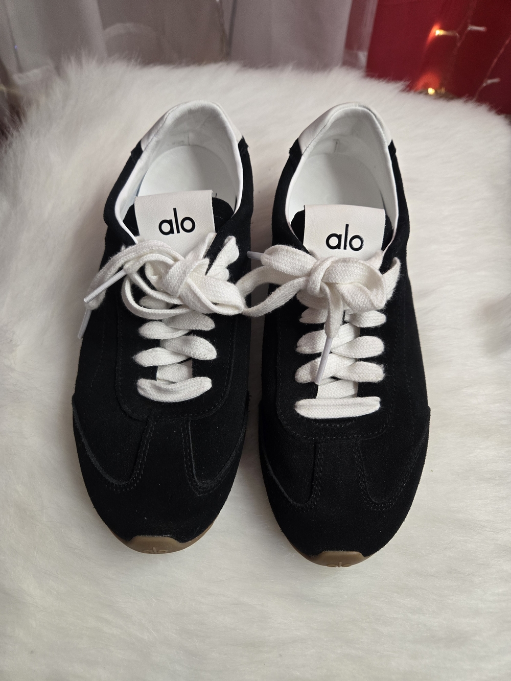 Alo Women's Black Suede Lace-Up Sneakers
